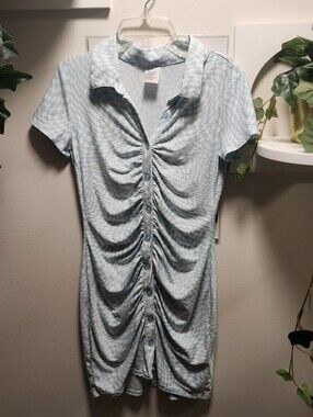 No Boundaries Light Blue Geometric Button-Up Top